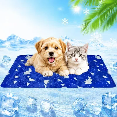 Image de Tapis rafraîchissant pour chiens, bleu foncé, 60x50 cm
