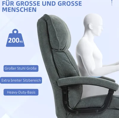 Produktbild von HOMCOM Bürostuhl, Ergonomisch Schreibtischstuhl mit Wippfunktion, Leinenoptik