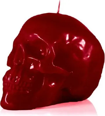 Produktbild von Totenkopf Kerze Rubin Rot Metallic 220 x 150 mm, Halloween, Dekoraation
