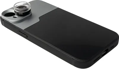 Produktbild von SYSTEM-S Makro Linse 30x Mikroskop Filter mit Hülle in Schwarz für iPhone 14 Plus