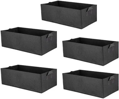 Obrázok produktu pre Kvetináč pre 5 rastlín – pestovateľský vak – vak na rastliny – recyklovateľný – čierny – 60 × 30 × 20 cm – kvetinový košík – plast