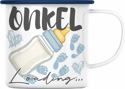 Produktbild von Trendation - Onkel Loading Emaille Tasse Werdender Onkel Schwangerschaft Ankündigung Bruder (Blau)