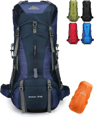 Produktbild von Wanderrucksack 70 l, mit Regenhülle, 11 Fächer, wasserdicht, für Camping