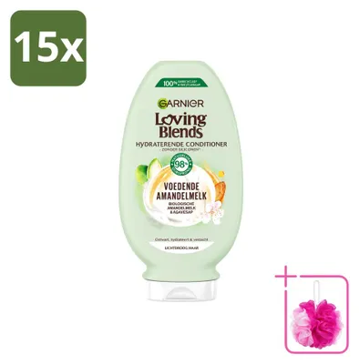 Zdjęcie produktu dla 15 sztuk odżywczego szamponu Garnier Loving Blends z mlekiem migdałowym - 250 ml - zestaw ekonomiczny