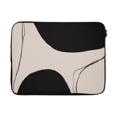 Produktbild von MuchoWow® Laptop Hülle 17 Zoll Laptoptasche Pastell - Schwarz - Minimalismus - Zipper - Schutzabdeckung