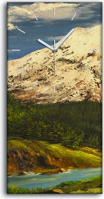 Produktbild von Dekor Leinwand Uhr Wandbilder Geräuschlos 30x60 Gemälde Wald Bäume Berg Wolken - weiße Hände
