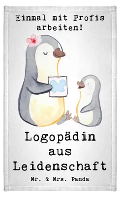 Produktbild von Mr. & Mrs. Panda Gästehandtuch Logopädin Leidenschaft - Weiß - Geschenk, klein, Ausbildung, Handtuch Gäste-WC, Studium, Lustig, Frotteetuch, gäste wc, Witzig, Spruch