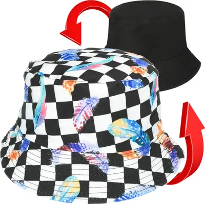 Produktbild von Versoli Bucket Hat Wendehut Sommerhut Fischermütze Sonnenmütze Sonnenschutz Uni - FEDERN