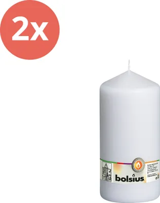 Image de Bolsius - Bougie ronde - 200/98 - 1 par paquet - Blanc - Pack avantage - 2 pièces