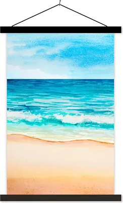 Produktbild von MuchoWow® Textilposter Strand - Golf - Meer 40x60 cm mit schwarzem Rahmen - Wanddekorationen