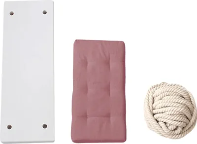 Produktbild von Holzschaukel, umweltfreundliches Design, bequames Kissen, Rosa