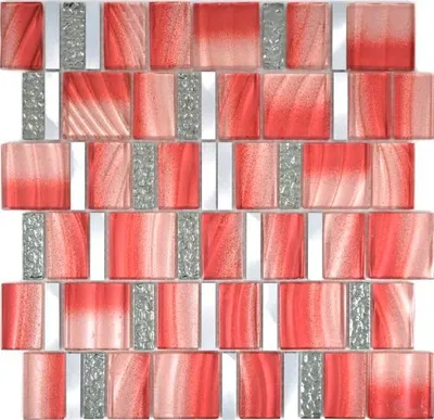 Produktbild von Aluminium Mosaik Glasmosaik ALU rot Wand Fliesenspiegel Küche Dusche Bad_f | 10 Mosaikmatten