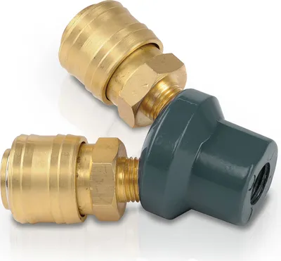 Produktbild von Messing Y-Druckluft-Verteiler female 2x Schnellkupplung 1/4 Zoll Euro/Orion