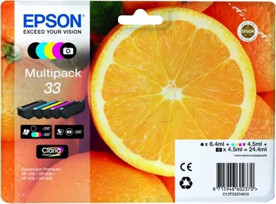 Produktbild von Epson Multipack 33 - 5er-Pack - Schwarz, Gelb, Cyan, Magenta, Photo schwarz