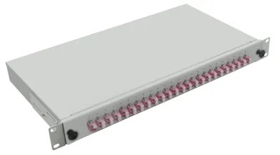 Produktbild von helos LWL 19" Breakoutbox mit 24x LC Duplex Kupplungen OM4, grau