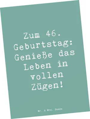 Produktbild von Mr. & Mrs. Panda Postkarte Spruch 46. Geburtstag Lebensfreude - Meeresbrise - Geschenk, Grußkarte, Ansichtskarten, Happy Birthday, Postkarten, Ansichtskarte, Feier, Alter