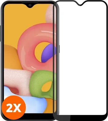 Produktbild von Mobigear Premium 4.99 Samsung Galaxy A01 Panzerglas Gehärtetes Glas Displayschutz - Hüllenfreundlich - Schwarz (2er Pack)