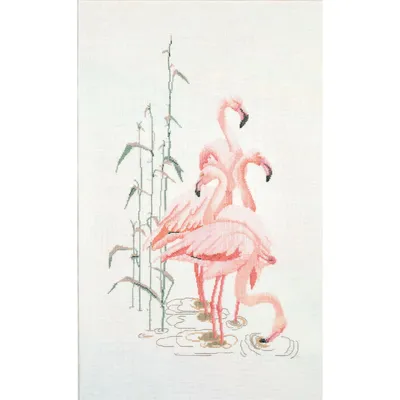 Zdjęcie produktu dla Zestaw do haftu krzyżykowego Thea Gouverneur "Flamingo Aida", wzór liczony, 38x65cm