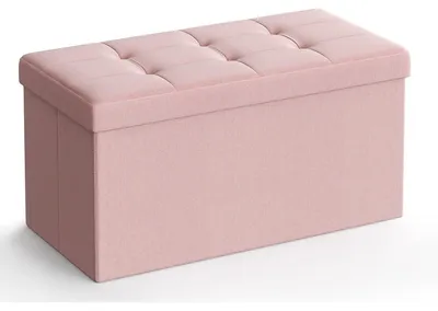 Produktbild von Rosa klappbare Sitzbank mit Stauraum aus Leinenoptik-Stoff