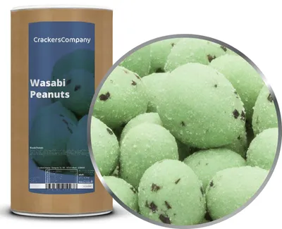 Produktbild von CrackersCompany Wasabi-Erdnüsse (Wasabi Peanuts), Membrandose 550 g