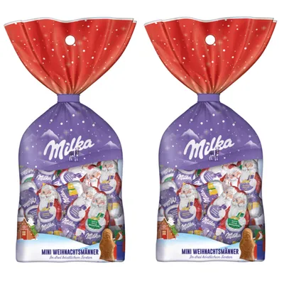 Produktbild von Milka Mini Weihnachtsmänner aus Alpenmilchschokolade 120g 2er Pack