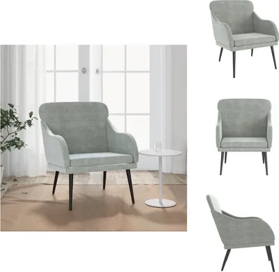 Zdjęcie produktu dla vidaXL Fotel jasnoszary 63x76x80 cm aksamit - Fotel