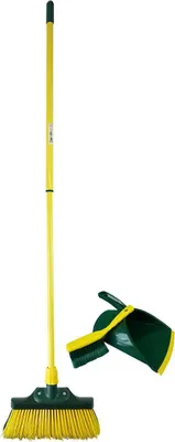 Produktbild von Novaliv Krallenbesen Set 40 cm Kunststoff mit Teleskopstiel Kehrgarnitur gebogenen Borsten Gartenbesen Straßenbesen Kehrbesen (Besen + Kehrschaufel Set Krallenhandfeger, 40 cm)