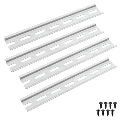 Produktbild von Offgridtec 4-tlg. Alu DIN-Schienen-Set – 4x20 cm, 35 mm breit, 7,5 mm hoch, 1,2 mm stark, Schaltschrank