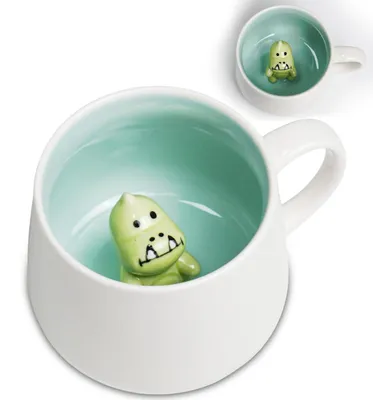 Produktbild von Keramikbecher mit 3D Schlangenfigur und Deckel, 350 ml