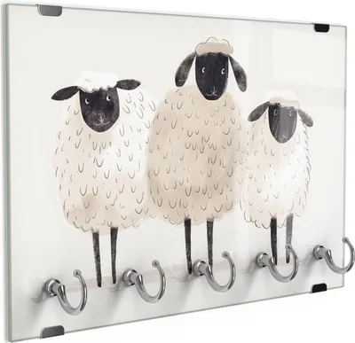 Produktbild von DEQORI Schlüsselbrett Glas 30x20 cm 'Wollige Freundschaft' Schlüssel Halter Board Haken
