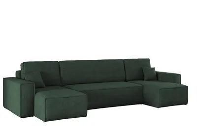 Produktbild von Kaiser Möbel Ecksofa mit schlaffunktion und bettkasten, Sofa U-form, Couch U-form BEST Dicker Cord Poso Grün