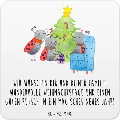 Produktbild von Mr. & Mrs. Panda Untersetzer für Gläser Weihnachten Smörle 10er Set - Weiß - Geschenk, Weihnachtsbaum, Tassenuntersetzer, Coaster, Glas-Untersetzer, Tischuntersetzer