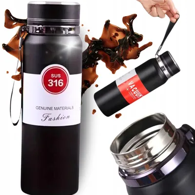 Produktbild von Große Touristenthermoskanne für Kaffee, Tee, Getränke, Vakuumstahl, 1000 ml