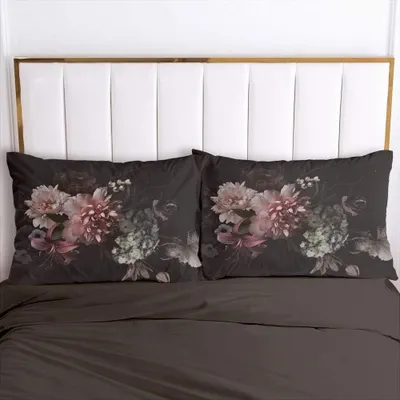 Produktbild von Famanu Bettwäsche Blumen 220 x 240 cm Schwarz Vintage Blumen - Mikrofaser