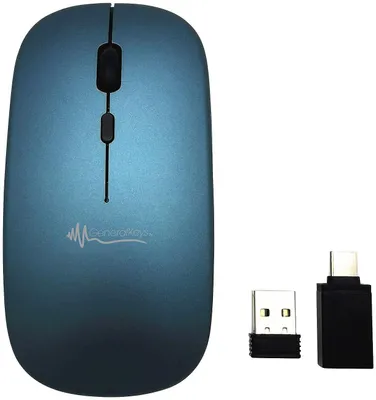 Obrázek produktu pro Mini bezdrátová myš Funkmaus s Bluetooth a frekvencí 2400 MHz, šedomodrá, nabíjecí, univerzální myš pro počítače