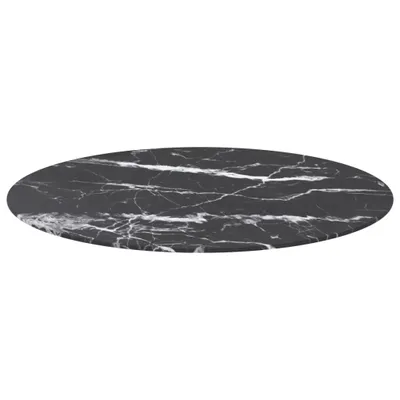 Produktbild von vidaXL Tischplatte Schwarz Ø80x1 cm Hartglas in Marmoroptik
