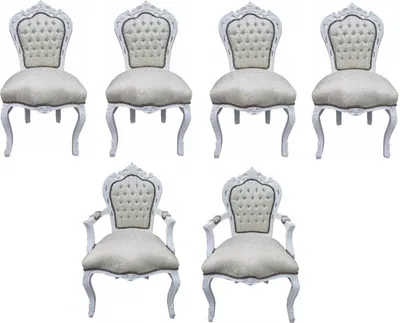 Produktbild von Casa Padrino Barock Esszimmer Set 4 Stühle + 2 Stühle mit Armlehnen - Möbel Antik Stil