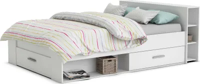 Produktbild von CBA Meubles 159577, Bett mit Aufbewahrung/Ausziehbett, Standard doppelt, Rechteckig, Weiß, Weiß, 1691 mm