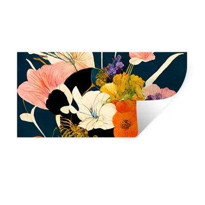 Produktbild von MuchoWow® Wandtattoo Wandsticker Wandaufkleber Blumen - Vase - Malerei - Pflanzen 80x40 cm Selbstklebend und Repositionierbar - Aufkleber