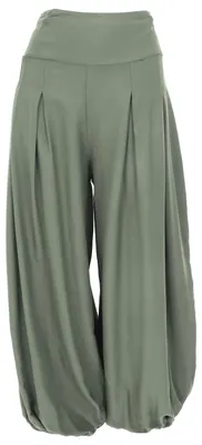 Produktbild von Boho Pluderhose, Muckhose, Haremshose - Olivgrün, Damen, Viskose, Größe: S/M