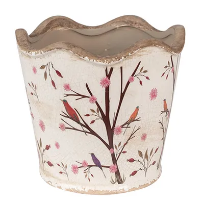Obrázok produktu pre Clayre & Eef Kvetináč Ø 16x15 cm béžovo-hnedý keramické vetvy