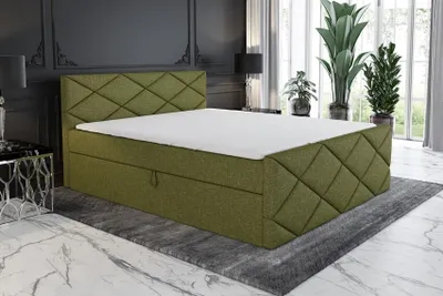 Produktbild von Boxspringbett LUXA 180x200 mit 2 Bettkästen, Bonell-Matratze und Topper. Möbel vom Hersteller- Handarbeit!Bett Komplett-Set mit Matratze,Bettkasten & Kopfteil. Stoff SAVANA. Elegantes Bett mit massives Kopfteil.