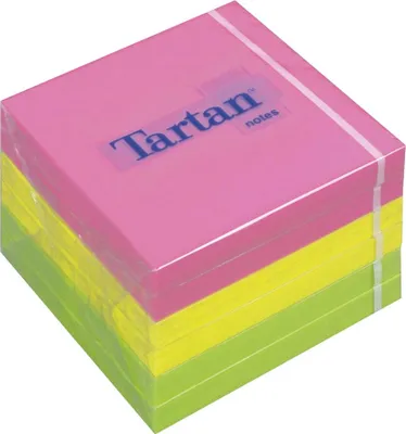 Produktbild von Haftnotizen Tartan 76x76mm neon VE=6 Stück