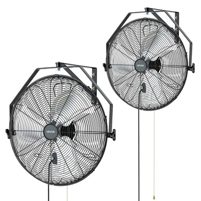 Obrázek produktu pro VEVOR 2x 120 W průmyslový nástěnný ventilátor 60 cm, 7 m/s, oscilující nástěnný ventilátor se 3 rychlostními stupni a nastavitelným úhlem sklonu, průmyslový ventilátor pro dílny, garáže, sklady a tělocvičny, černý