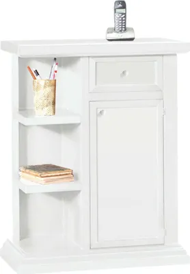 Immagine prodotto di Milani Home - Mobile Portatelefono In Legno Massello 64x32x80 - Bianco