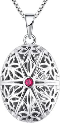 Produktbild von FJ Damen 925 Sterling Silber Medaillon Kette Anhänger Opal Rubin oval