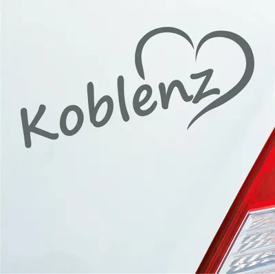 Produktbild von Auto Aufkleber Koblenz Herz Stadt City Liebe Love 18,5x8 cm Grau Sticker Heckscheibenaufkleber