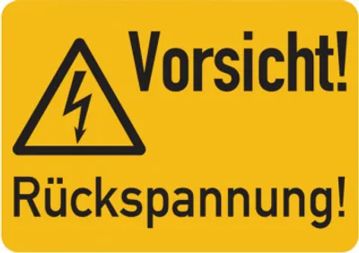 Produktbild von Dreifke® Warnschild, Vorsicht! Rückspannung!, Folie - ISO 7010 | Folie selbst...