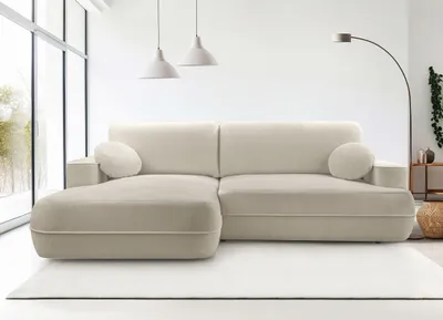 Produktbild von AX LIVING Ecksofa mit Schlaffunktion Peoni 267cm beige mit Bettkasten L