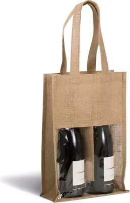 Produktbild von Kimood Jute Flaschentasche Flaschentüte Jutebeutel Weinverpackung, Größe:U, Farbe:Natural